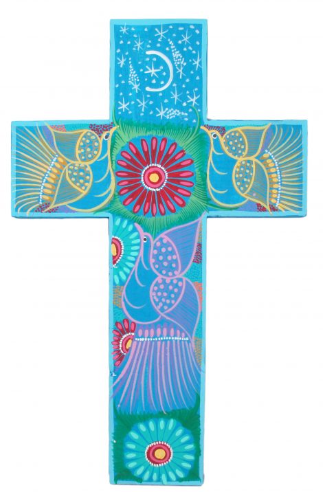 NA144 - Large Hand Painted Wood Cross #5 - Image 2