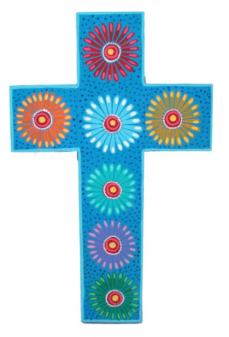NA144 - Large Hand Painted Wood Cross #5 - Image 3