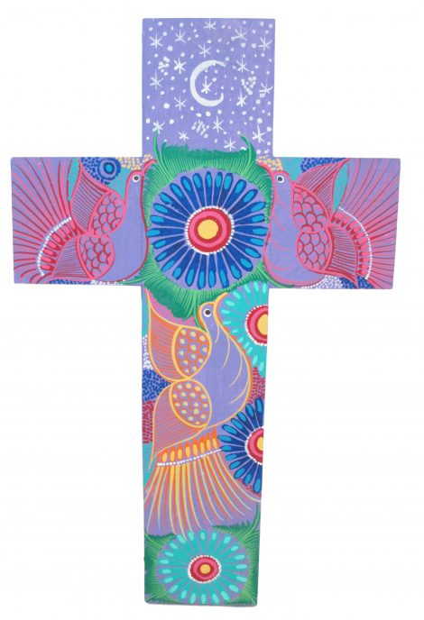 NA144 - Large Hand Painted Wood Cross #5 - Image 4