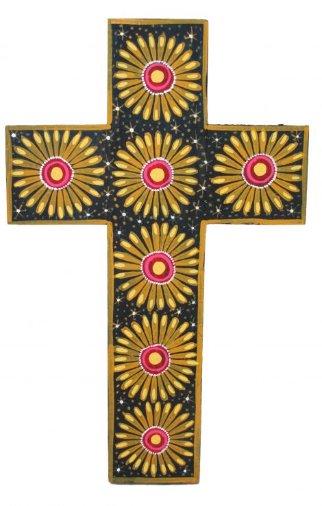 NA144 - Large Hand Painted Wood Cross #5 - Image 6