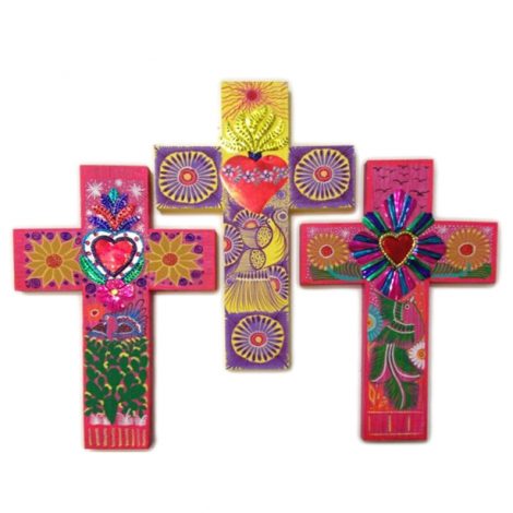NA144 - Large Hand Painted Wood Cross #5 - Image 7