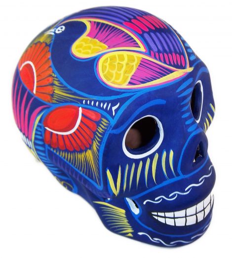NA302 - Hand Painted Clay Skull (Lg.)