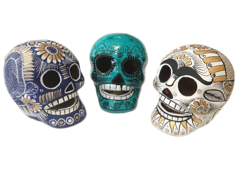 Small Ceramic Skulls Bulk Discount Painted Beautifully With Love In Mexico By Traditional Artist Dia de Muertos Sugar Skull Decor USA