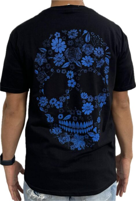 Flowered skull T shirt neon glow in dark - Image 2