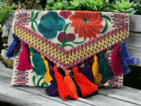 Embroidered crossbody purse